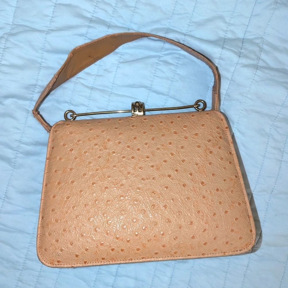 Genuine ostrich leather purse with brass hardware. Vintage!